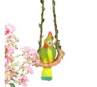 Bird Decor - Realistic Resin Swing Statue, UV Resistant Small Hanging Figurine, Weatherproof Outdoor Tree Accent, Lifelike Animal Garden Sculpture, Vibrant Porch Yard Ornament, Hand Painted Art | for
