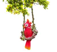 Bird Decor - Realistic Resin Swing Statue, UV Resistant Small Hanging Figurine, Weatherproof Outdoor Tree Accent, Lifelike Animal Garden Sculpture, Vibrant Porch Yard Ornament, Hand Painted Art | for