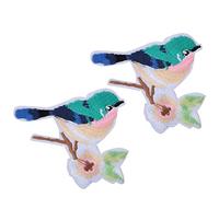 Bird Embroidery Applique Patches 2pcs | Iron On & Sew On Fabric Repair/Clothing Decoration/DIY Crafts | 5 Styles 3-10cm Flaw Cover (Flower Bird 3)
