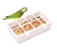 Bird Feeder, Anti-Spill 8-Grid Bird Food Bowl, Multi-Compartment Parrot Feeder Outdoor Use, Ideal for Morning Feeding in Courtyard, Balcony, Yard, Garden, Porch, or Gazebo, 16x8.9x4.4cm White