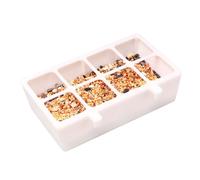 Bird Feeder, Anti-Spill 8-Grid Food Bowl, 6.3x3.5x1.73inch, Parrot Feeding Station, Weather-Resistant Design, Easy-Mount, Ideal for Daily Use, Courtyard, Balcony, Garden, White