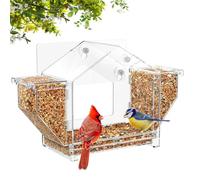 Bird Feeder, Bird House, 13.39 Inches Clear Acrylic Double-Compartment Design, Feeding Station for Parrot, Sparrow Observation, Nature Lovers, Transparent