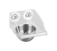 Bird Feeder, Cage Feeder, 4.33x5.91x4.13 Inches Stainless Steel Food Dispenser, Transparent Design, Built-In Perch Access, Ideal for Budgies Cockatiel Finches Parakeet Lovebirds