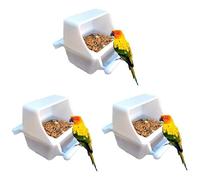 Bird Feeder Cage Hanging Dish Feeder Dispenser Bird Hanging Bowl Bird Waterer Food Dispensers Bowl Anti Splash Feeding Bowl for Parrot Pigeon Budgie Equipment Plastic Drink Water (1 Pack)