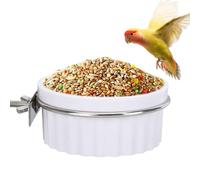 Bird Feeder Dispenser, Cage Waterer Bowl, Automatic Gravitys Refill, Transparent Design, Easy Installation 2 Pack, for Parakeet Cockatiel Parrot Finch Cage Use, 13x10x4.5cm White Green
