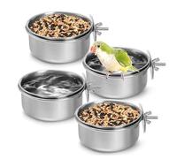 Bird Feeder for Cage | 4 Pieces 304 Stainless Steel Pet Feeder Cup,Bird Feeding Water Cups,for Macaws Sparrow Lovebird Conures Cockatiels Finches Garden Yard