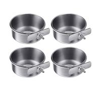 Bird Feeder - Quick Release Space Saving Pet Feeder Dish For Birds | Stainless Steel with Water and Food Cups, 4 Piece Pack For Macaws Sparrows Parakeets Lovebirds Conures Cockatiels