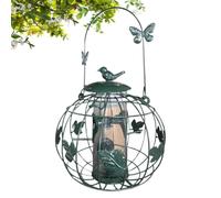 Bird Feeder | Squirrel Proof Mesh Caged Outdoor Hanging Lantern | Comedero para pájaros: jaula de malla de metal resistente, diseño de linterna verde a prueba de lluvia