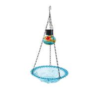 Bird Feeders For Outdoors - Dual-Purpose Feeding Bathing Station | Small Hanging Bird Bath With Solar Fountain Rust-Proof Decorative Design | Lovers Gardeners Homeowners Fence Window Railing Patio Bal