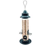 Bird Feeders For Outside - Wild Outdoor Feeding Station, Weatherproof Roof Seed Container Design, 6 Port Hanging Accessories, Animal Watching Equipment | Sparrows Yellow Finch Garden Patio