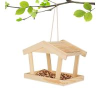 Bird Feeders For Outside - Wood 29.5x16x19.7cm | House Feeding Station Outdoor Hummingbird Feeder Hanging Bird Food Container Decor Accessory | For Garden Yard Patio Porch Balcony Tree Fence Use