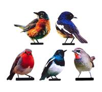 Bird Fence Toppers - 5 Pieces Vibrant Iron Yard Art | 2D Metal Bird Wall Decor, Color Painted Animal Statues for Backyard Fence Line Patio Balcony Garden Landscape Ornament Weather Resistant Set
