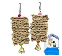 Bird Foraging Toys | Bird Chew Toys | 2 Pieces Corn Husk Natural Interactive Games | Small Birds Toyss For Conure Chicken Playground Outdoor Indoor Patio Inside Hammock Window Courtyard Balconies Gard