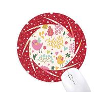 Bird Hojas Flor Planta Pintura Wheel Mouse Pad de Goma roja Redonda