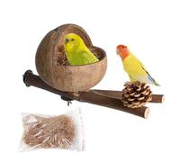 Bird House Bird Hideaway Nest Hut Cage | de cáscara de coco con coco rallado, conveniente para colgar, práctica caja de anidación para loros Canary Cockatie