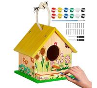 Bird House Craft, Paintable Hands-On Wooden - Paint Your Own Birdhouse Craft Kit,for Spring Summer Home School Classroom Camp Holiday Birthday Easter