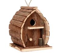 Bird House for Outside - Natural Wooden Nesting Box, Weather-Resistant Songbird Shelter, Secure Predator-Safe Garden Home, Breathable Wild Bird Nest Box for Fence & Tree, Rustic Backyard Decor