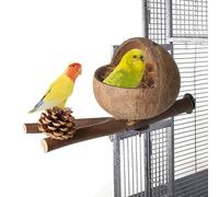 Bird House - Hideaway De Coco De Pájaros | Nido De Pájaros De Cáscara De Coco | Pájaro Y Juguete De Animal Pequeño | Nido De Pájaros Escondite Y Periquito | Caja De Anidación De Periquitos Có