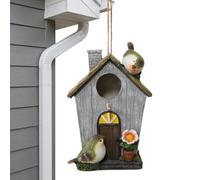 Bird House - Resin 20x13.7x10cm | Windproof Hummingbird Resting Shelter | Birdhouse For Nesting and Resting For Indoor Outdoor Home Garden Sleeping and Play Any Bird-Friendly Outdoor Area.