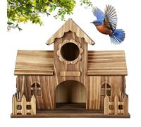 Bird House - Timber Nest Box 20x16x12cm, Rustic Garden Shelter Decor, Natural Avian Habitat Home | Outdoor Tree Balcony Deck Patio Yard Park Farm For Breeding Feeding Perch Roosting Use
