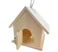 Bird Houses for Outside, Wooden Bird Feeder House, diseño con pole, animal Shelter, 6,89 x 7,17 x 6,77 pulgadas decorativo acento, madera natural, ideal para Courtyard
