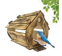 Bird Houses for Outside - Wooden Hangable Birdhouse, Decorative Backyard Nesting Box | Outdoor Home for Bluebirds, Sparrows, Chickadees | Garden Yard Patio Porch Tree Bird Shelter