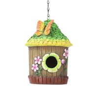 Bird Houses Outside, Sturdy Hangable Bird Box, Resin Hummingbird Nest with Charming Outdoor Decorations for Backyard, Garden Like Swallows or Finches, 1 Piece