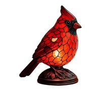 Bird Lamps,Red Resin Sculpture - Warm And Festive Decorative Table Lamp Bird | Solid Construction For Bedside Living Room Bedroom Kitchen Counter Bookshelf Dorm