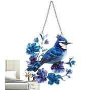 Bird Light Catcher, Blue Jay 2D Acrylic Pendants Window Ornaments | Sign Home For Bedroom Patio Balcony Porches Kitchen Living Room Housewarming Yard Garden Backyard