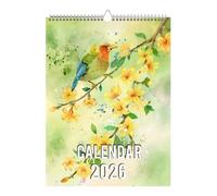 Bird Lovers Wall Calendar 2026 - Paper Exotic Birds 12 Month Planning Calendar | Nature Lovers Collection Home Offices Monthly Organizer For Dorm Kitchen Study Apartment Living Room Decor