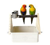 Bird Mesa Perch - 21 x 20,5 x 15 cm Lovebird Feeding Bowls | Soporte para inodoro con cubo | para entrenadores Conure Budgies Trainers Animal Shelters Zoo Aviaries Window Sill Bookshelf Living Room