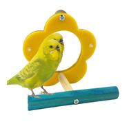 Bird Mirror for Cage, Parrot Interactive Game Toy with Chewing Flower Shape, Enrichment Stand for Cockatiel Cage Accessories and Pet Entertainment Supplies, 3,94 x 3,15 x 3,94 pulgadas