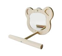 Bird Mirror with Perch, Wooden Parakeet Stand, 5.51x4.72x3.54 Inches Interactive Cage Toy, Hanging Play Accessory with Mirror, Ideal for Budgies Macaws Cockatiels and Lovebirds