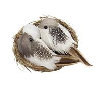 Bird Nest for Cage - Miniature Artificial Habitat, Handcrafted Twig Basket with Decorative Resin Eggs, Vibrant Lifelike Craft Embellishment, Ideal for Garden Patio Outdoor Tree Ornaments