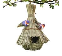 Bird Nest For Cage, Natural Reed Rustic Bird House Decorative Nest For Finch Hummingbird Parrot Parakeet Cockatiel Canary Indoor Outdoor Balcony Garden Yard Patio Lawn Habitat Decor