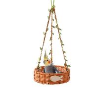 Bird Nest For Cage - PE 15x4cm | Hand-Woven Imitation Rattan Bird Sleeping Hut | Vintage Birds Hammock For Lory Cockatiel Canary Sleeping Climbing Chewing Foraging