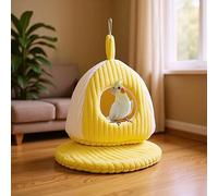 Bird Nest for Jaula - Warm Hammock Parrot Bed, Bird con Cushion, Hanging Hammock Bed for Cage | Plush Parrot House for Cockatiel, Macaw, Conure, Lovebird, African Grey, Small Medium Pets