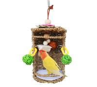 Bird Nest - Seagrass Bird House Tent, Hideaway Hanging Cage Accessory | Parrot Chain Nest, Natural Grass Resting Toy, Small Medium Birds Cockatiels Finches Aviary Shelter | For Parrots Small To