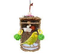 Bird Nest Snuggle Hut - Grass Cuttlebone Fruit 10 x 21 cm | Parrots Nest Hammock Tent Cave, Breathable Hideaway Bird Toy | Swing Nests For Small To Medium Birds, Conures, Pet Climbing And Exploring