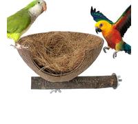 Bird Nest Stand - Hanging Birdhouse Toy With Plush Cotton Padding | Parrot Hatching Nest For Warmth | Suitable For Parrots Budgerigars Long-Tailed Parrots Cockatiels, Wood Anti-Pecking Design