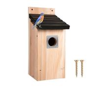 Bird Nest, Wooden Waterproof Hanging Birdhouse, Hut Shelter with Entry Hole and Rope Hanger for Hummingbird Outdoor Tree Window Balcony Patio Courtyard Lawn, 11.8x4.92x4.92in