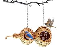 Bird Nests - Gourd Shape Hangable Woven Parrot Hut, Natural Bird House Shelter, c0zy Resting Hideaway with Hooks and Mats, Handmade Nesting Retreat for Parakeet Conure Cockatiel Canaries Lovebirds