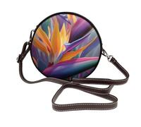 Bird Of Paradise Flower - Bolso cruzado redondo de piel para mujer