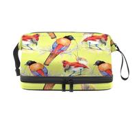 Bird on Branch - Bolsa de cosméticos de doble capa para mujeres y niñas, neceser de viaje, bolsa organizadora de maquillaje con compartimento para cepillos, multicolor, 27x15x14 cm/10.6x5.9x5.5 in,