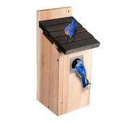 Bird Outside Houses, Natural Wood Waterproof Hut, Hangable Decorative Design with Sturdy Shelter for Balcony, Lawn, Garden, Courtyard, Window, Patio, Home, Wooden Colored