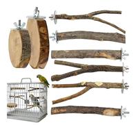 Bird Perch - 8-Piece Chewing Natural Wood Swing Toys | Bird Cage Perches for Juguetes, Pet Chinchilla, Cockatiels, Training, Tree, Window, Birds, Parrots, Home, Outdoor Play, Enrichment Use
