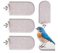 Bird Perch | Cage Perches | 4 Piece Volcanic Stone Frosted Parakeet Pet Stand | Chewing Stick Toys Exercise for Parrots Conure Lovebird Cockatiel Outdoor Nest Training