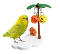 Bird Perch For Parrots - 14.6x12.9x9.2cm Pet Enrichment Toy with Chew Bells | Parrot Cage Perch | Parrot Toys For Cockatiels Parakeets Lovebirds Conures Small Medium Large Breeds, Resting