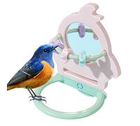 Bird Perch for Parrots - Chew Resistant with Mirror Toy - Parrot Perch Chew Toy | 5.71x4.25 InchesLovebirds Conures Small Medium Large Breeds