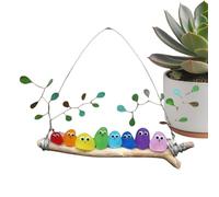 Bird Perch Ornament, Sea Glass Window Decor, 4x4 Inches Pendant with Metal Wire, Recycled Glass Charm, Nautical Theme Hanging Accessory, Elegant Indoor Piece for Balcony and Yard